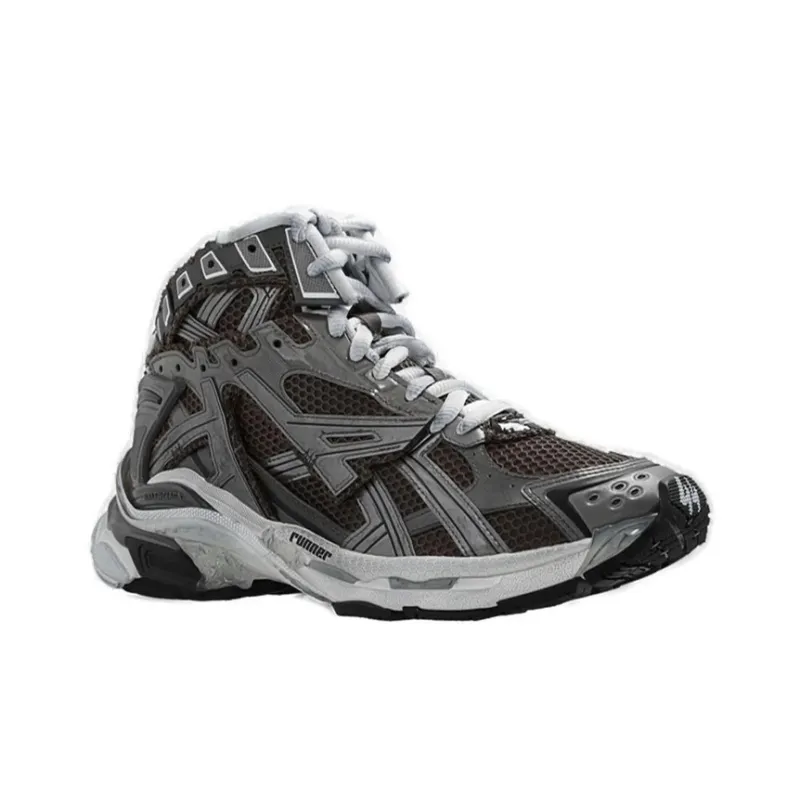 Balenciaga Runner High Top Sneakers 'Grey Nylon Suede Like Fabric'-2