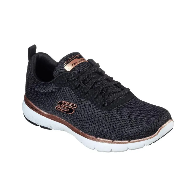 Skechers Flex Appeal 3.0 Cushioned Wear-Resistant Slip-Resistant Low-Top Running Shoes Women's Black Gold-2