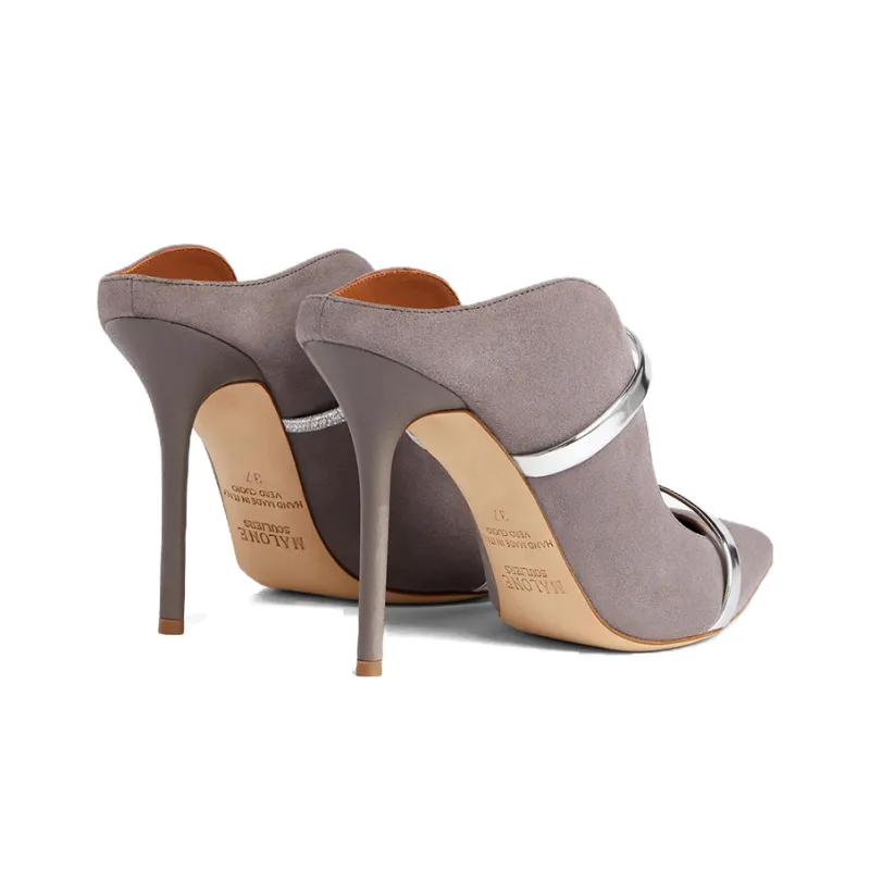 Malone Souliers Maureen Wrap-toe Slippers 10cm Women's Gray-3