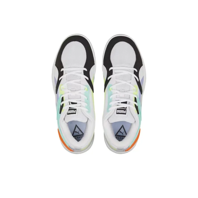 PUMA Trc Blaze Cushioned Slip-Resistant Abrasion-Resistant Low-Top Basketball Shoes Unisex White Blue Orange-3