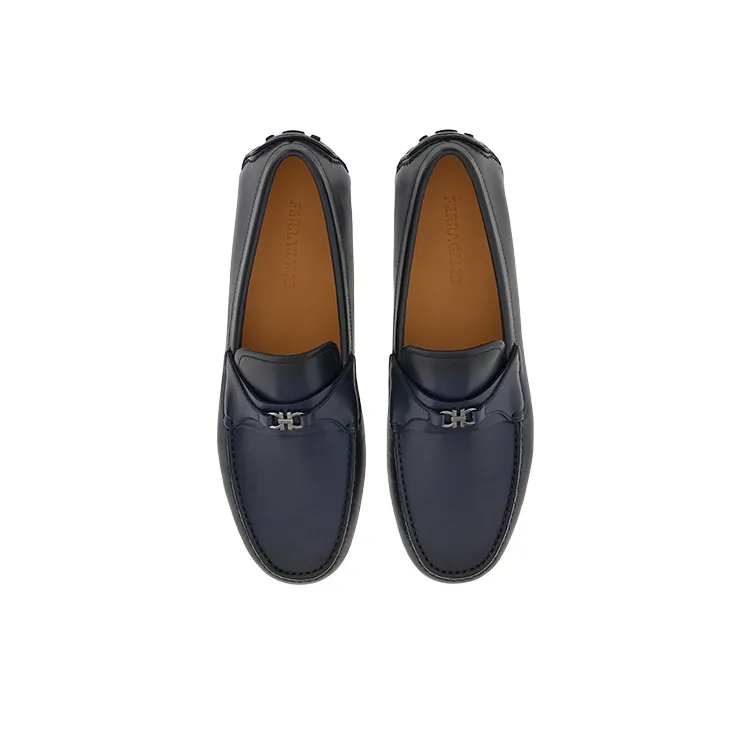 FERRAGAMO Driver Gancini-buckle Leather Loafers-3