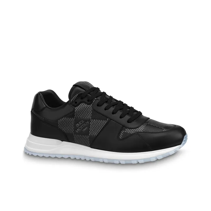 LOUIS VUITTON Run Away Sneakers 'Black With White Plaid'-1