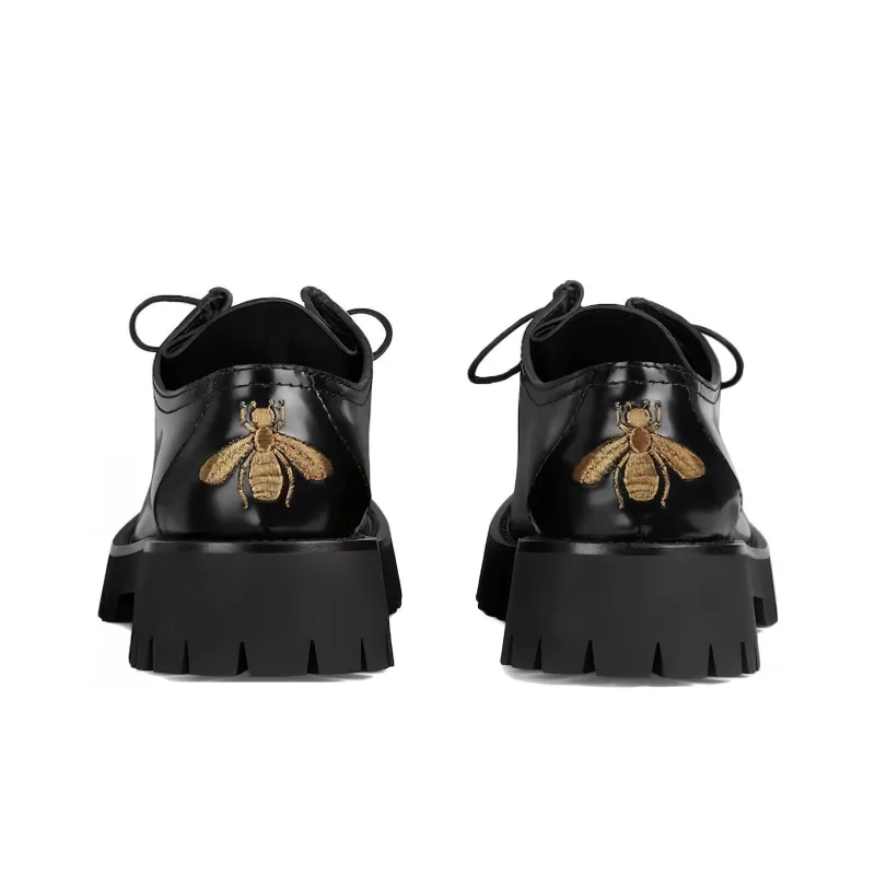 GUCCI Interlocking G-plaque Leather Loafers-3