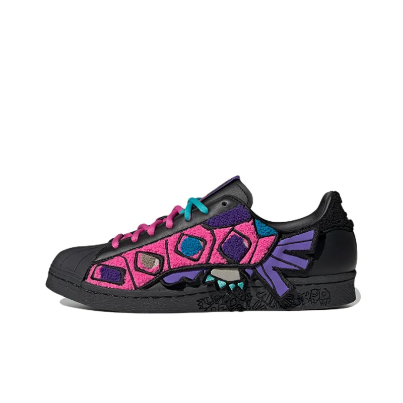 Adidas Originals Originals Superstar 80s X Han Meilin Black Purple Pink POIZON