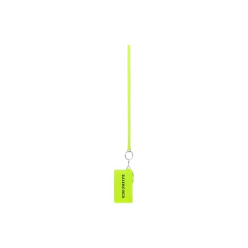 Balenciaga Cash Cow Leather Card Clip Card Holder Men's Fluorescent Yellow