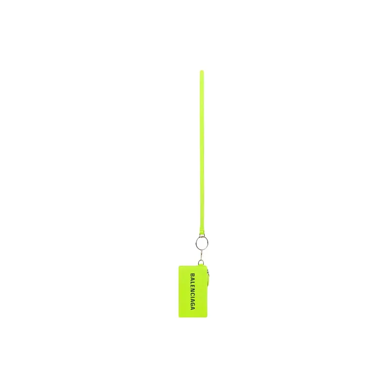 Balenciaga Cash Cow Leather Card Clip Card Holder Men's Fluorescent Yellow-0