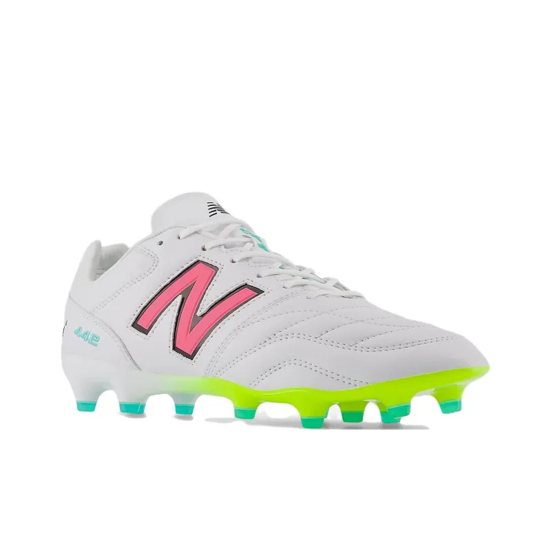 New Balance 442 Pro Fg V2 White Hi Lite Neon Pink-2