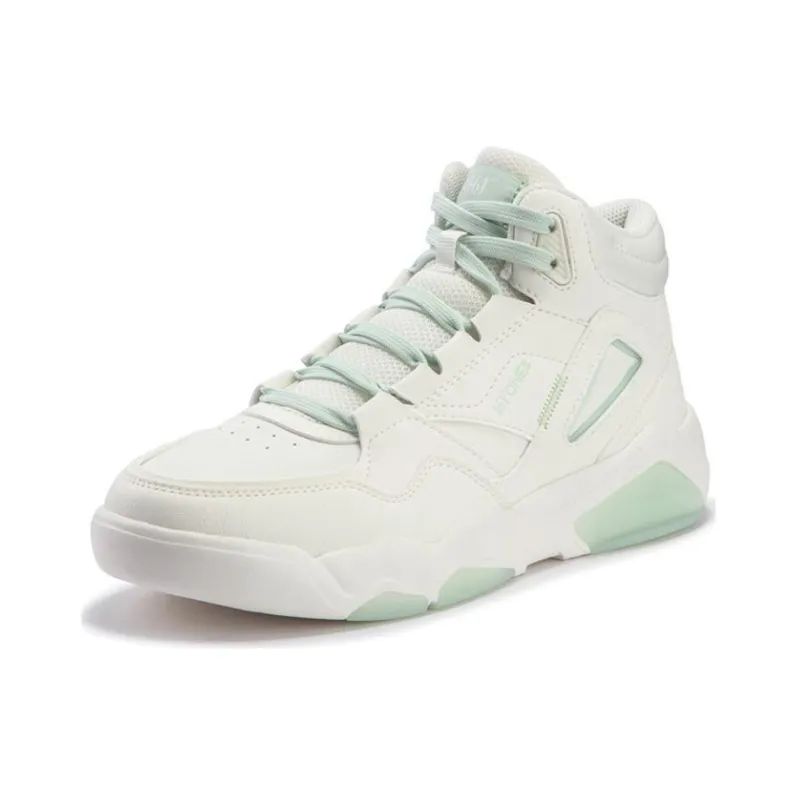 361° Abrasion Resistant High Top Skateboard Shoes Women's White Green-1