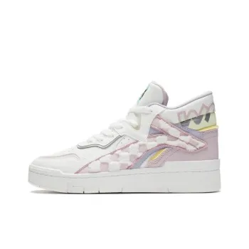 Disney x LiNing Wave Midprm Anti Slip And Wear Resistant Lightweight High Top Skateboard Shoes Women's White Pink
