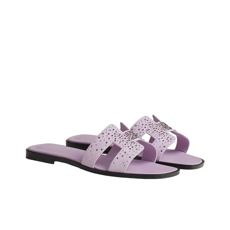 HERMES Oran Slide Slippers Women's Purple-3