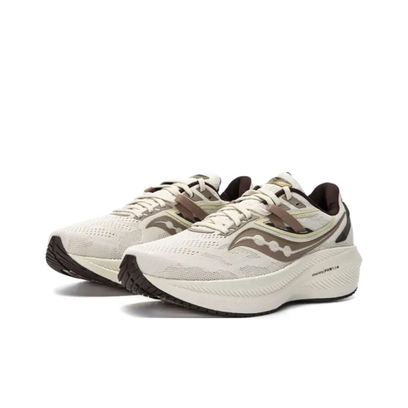 Saucony Triumph 20 Cushioning Anti Slip And Wear Resistant Low Top Marathon Running Shoes Unisex Beige-1