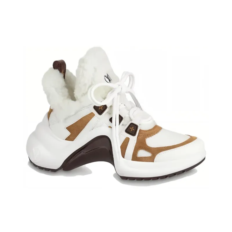 LOUIS VUITTON Lv Archlight Shearling Sneakers 'White Brown' Women's-1