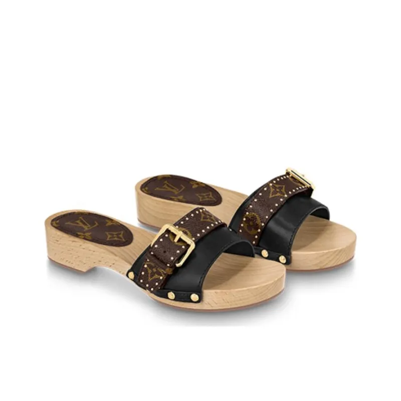 LOUIS VUITTON Cottage Slide Slippers Women's Black-2