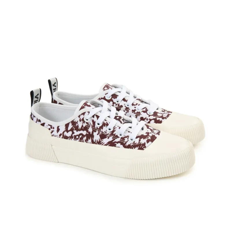 AIGLE Rubber Low-Top Skateboard Shoes Women's Red White-1