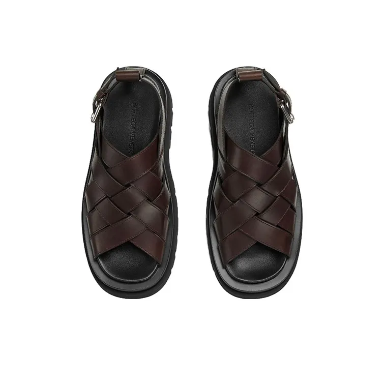 Bottega Veneta Lug One Strap Sandals Men's Brown-2