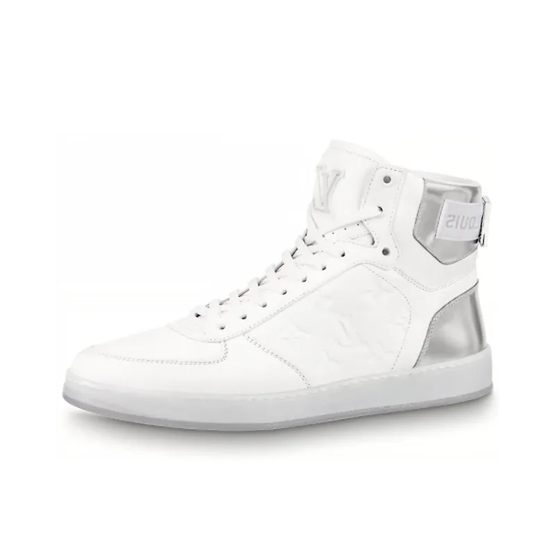 LOUIS VUITTON Rivoli Ankle Sneakers 'White Monogram With Silver'-0