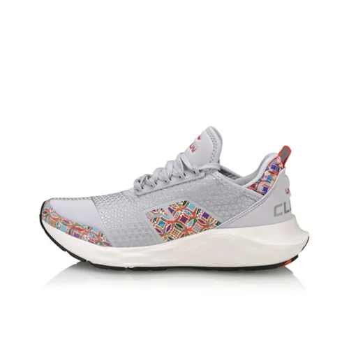 LINING Cloud 6 Running Shoes Women's Low-Top Gray/Fire Red