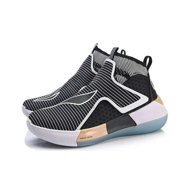 LiNing YuShuai 12 Non slip Lightweight High Top Basketball Shoes Men's Black Gold-2