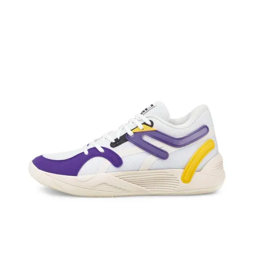 PUMA Trc Blaze Basketball Shoes Unisex Low-Top White/Purple/Yellow