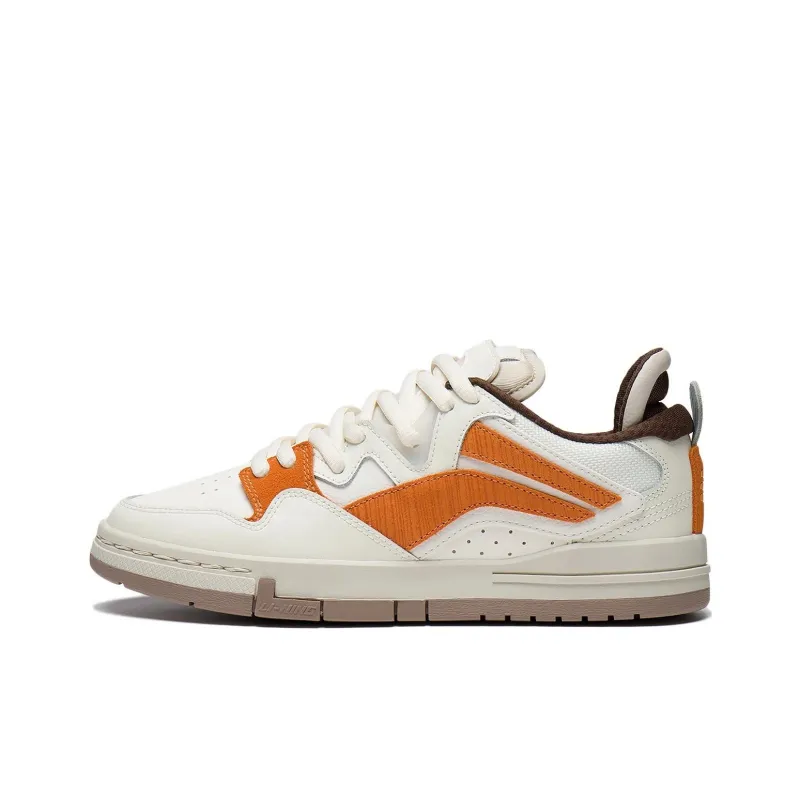 LiNing Pro Anti Slip Wear Resistant Low Top Skateboard Shoes Women's White Orange-0