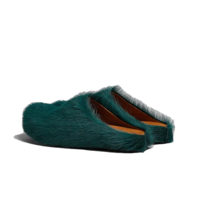 MARNI Fussbet Sabot Calf-hair Slippers-3
