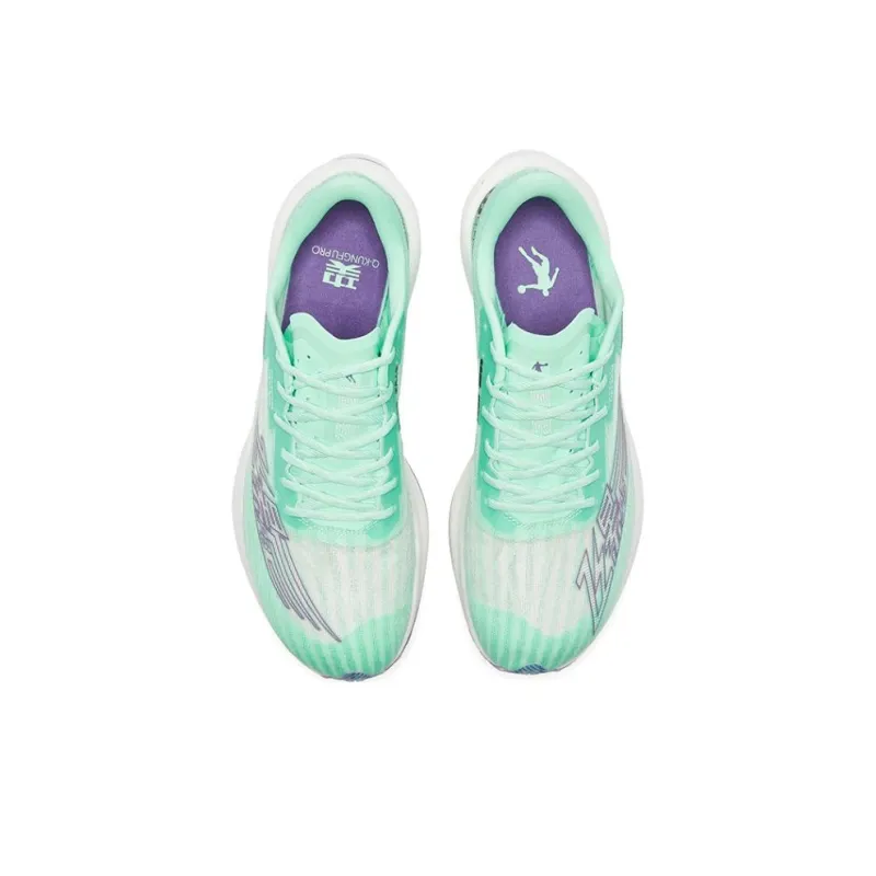 QIAODAN Feiying PB2.0 Cushioned Slip Resistant Breathable Low Top Running Shoes Men's Green Purple-4