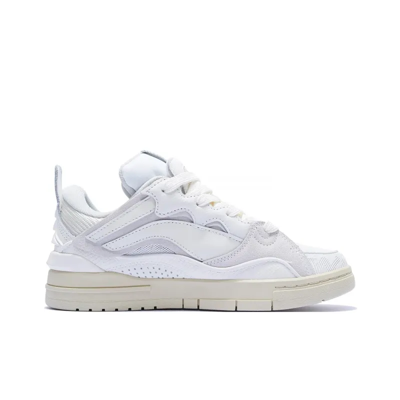 LiNing Wave Golden Anti Slip Wear Resistant Low Top Skateboard Shoes Women's White-1
