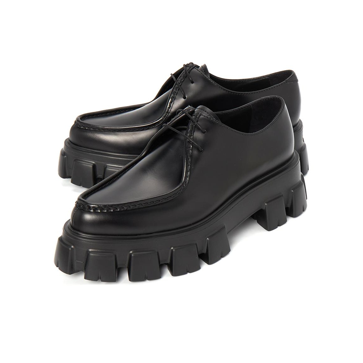PRADA CALZATURE UOMO ミリターレネロ 10 モノリス Mens Prada Calzature Uomo Nero Black Leather Boots Shoes