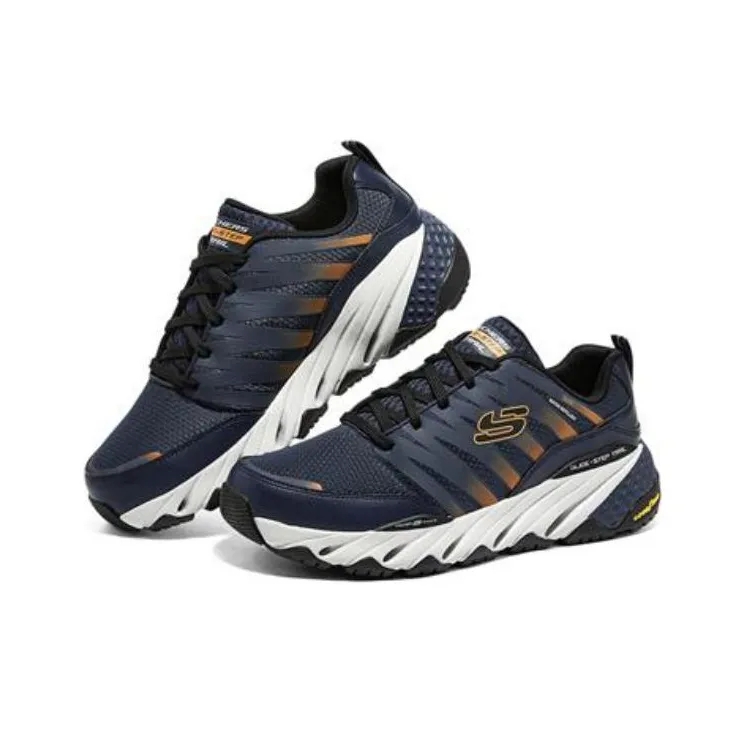 Skechers Glide Step Trail Anti Slip Wear Resistant Low Top Casual Shoes Men's Navy-2