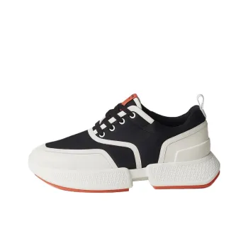 HERMES Giga Wear Resistant Low Top Sports Casual Shoes Women's Black White