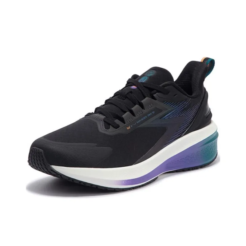 361° Rainy Day 7.0 Wear Resistant Low Top Running Shoes Men's Black Cyan-1