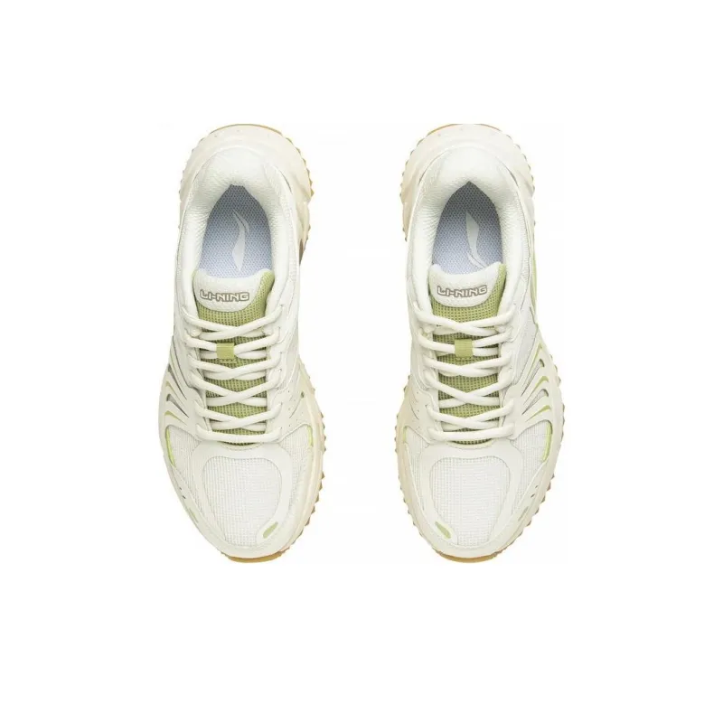 LiNing Pick Up The Light Durable Breathable Low Top Running Shoes Women's White Green-3