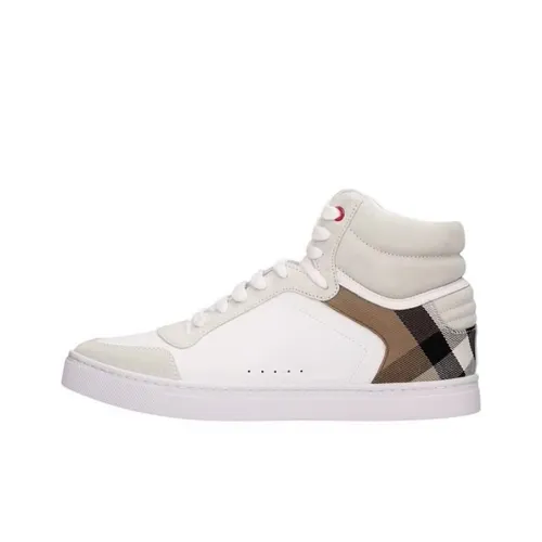 Burberry House Skateboard Shoes Men High-Top White