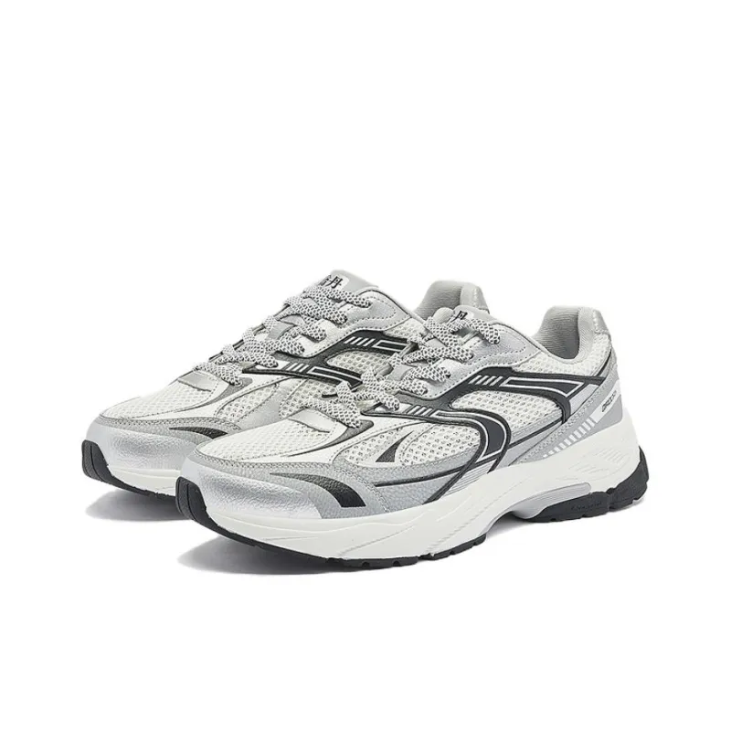 QIAODAN Anti Slip And Wear Resistant Breathable Low Top Casual Shoes Men's White Silver-1