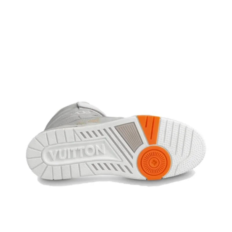 LOUIS VUITTON Lv Men's Trainer Sports Shoes Gray/White-4