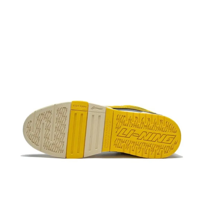 LiNing Wave Pro Durable Breathable Low Top Skateboard Shoes Men's White Yellow-4