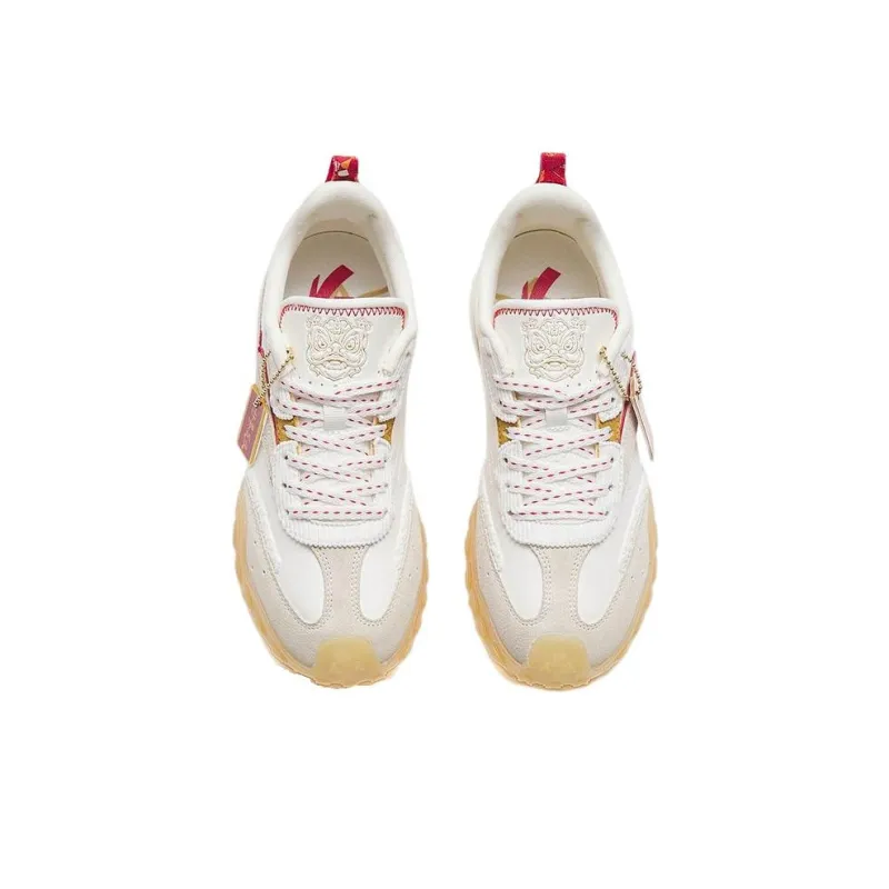 Anta Life Collection Cushioning Wear-Resistant Rebound Low-Top Sports Casual Shoes Women's White Gray Red-2