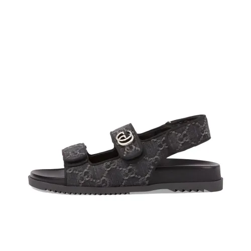 GUCCI Double G-plaque Denim Sandals