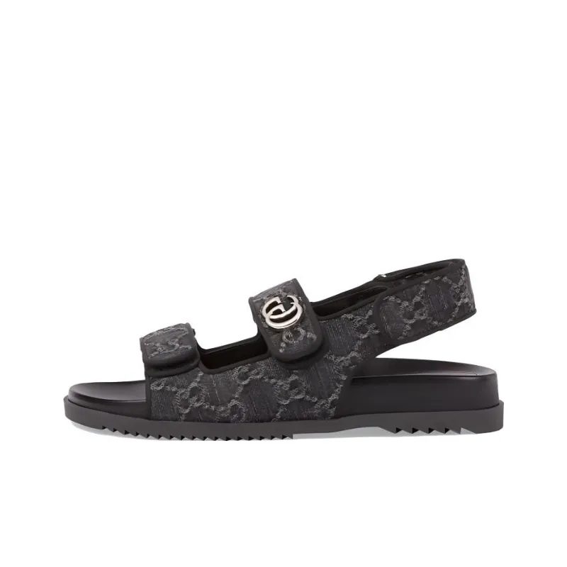 GUCCI Double G-plaque Denim Sandals-0