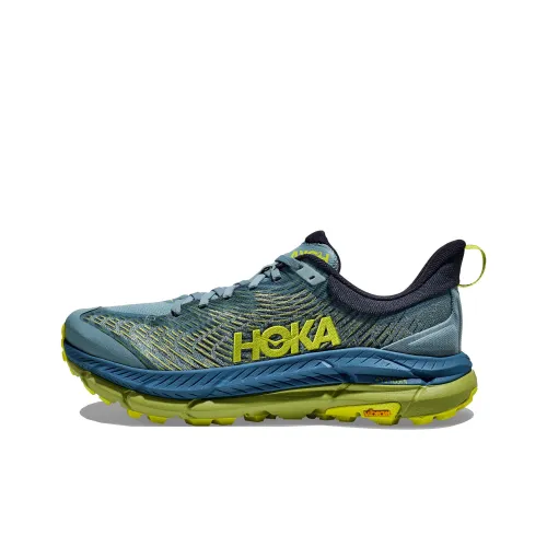 HOKA ONE ONE Mafate Speed 4 Running Shoes Men Low-Top Blue/Yellow