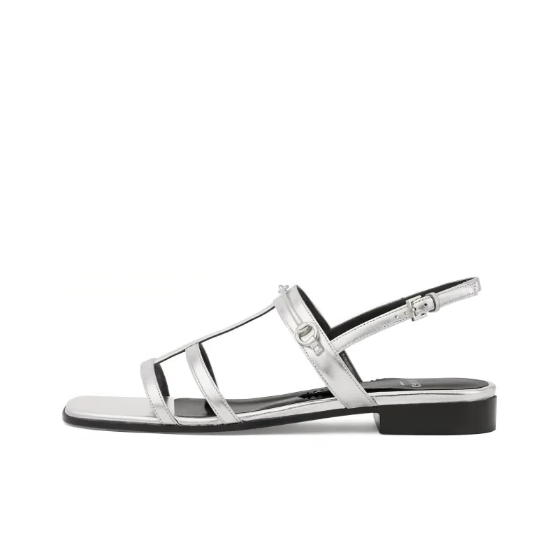 GUCCI Horsebit Caged Metallic Leather Sandals-0