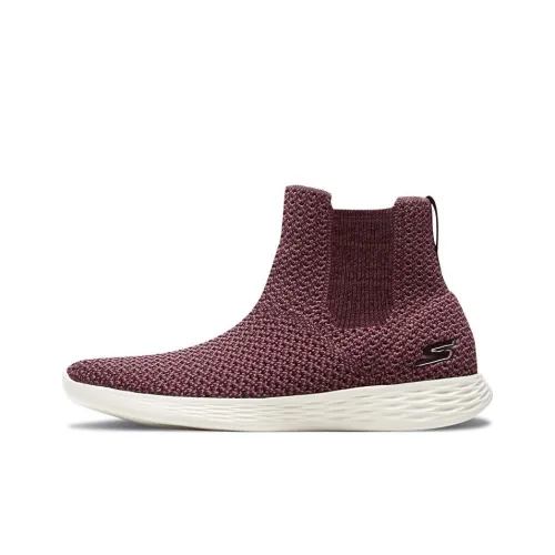 Skechers YOU Define Anti-Slip And Wear-Resistant Breathable High-Top Sports Casual Shoes Women's Burgundy