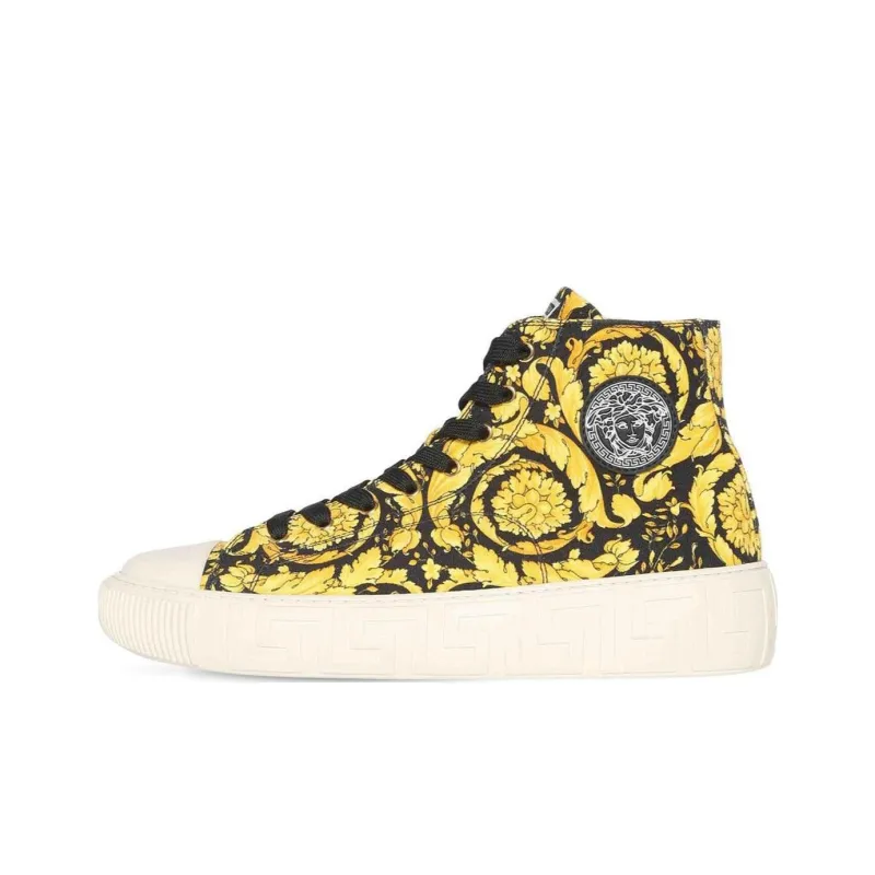 VERSACE Greca High Top Barocco Print Black Gold-0