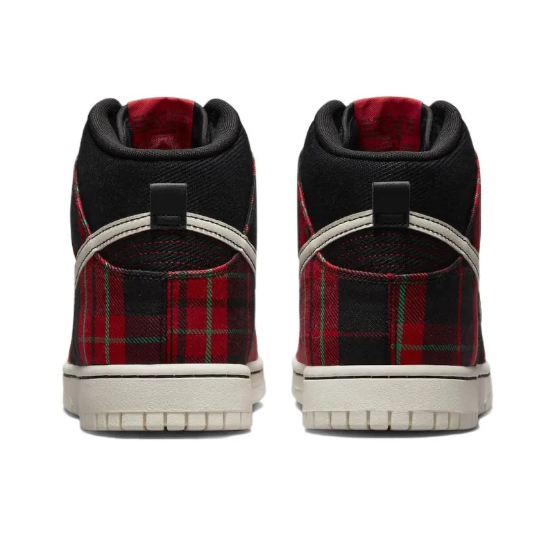 Nike Dunk High Se Tartan Plaid Black University Red-3