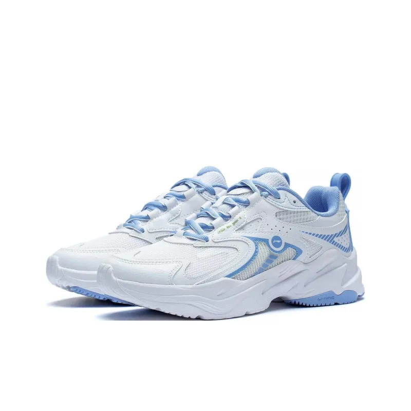 LiNing Anti Slip Wear Resistant Low Top Running Shoes Women's White Blue-2
