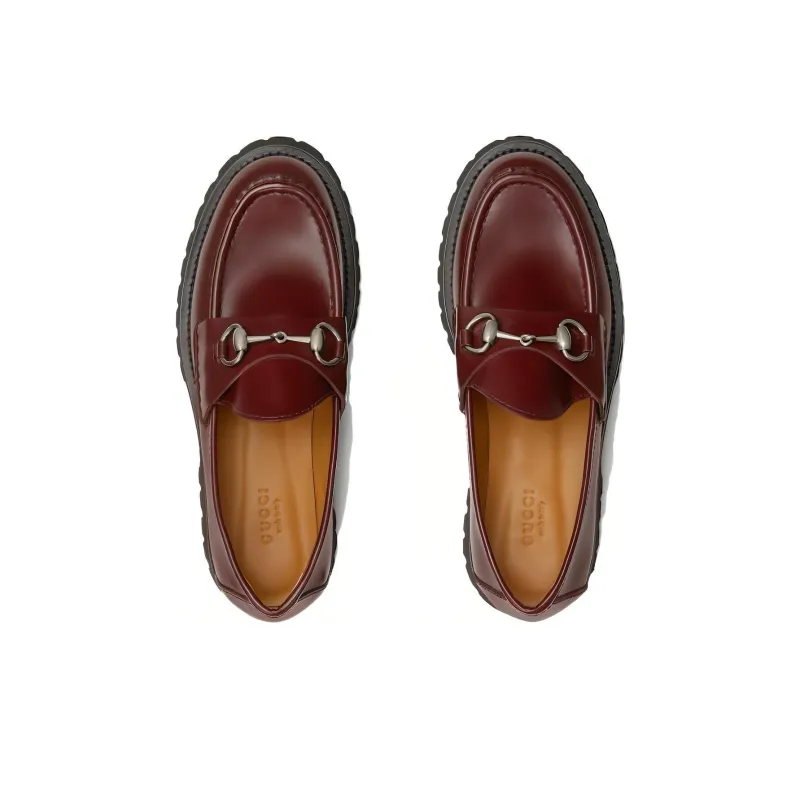 GUCCI Horsebit Loafers Women's Burgundy-3