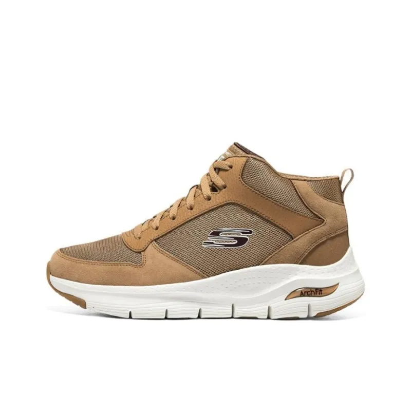 Skechers Arch Fit Wear-Resistant Warm Slip-Resistant High-Top Sports Casual Shoes Brown-0