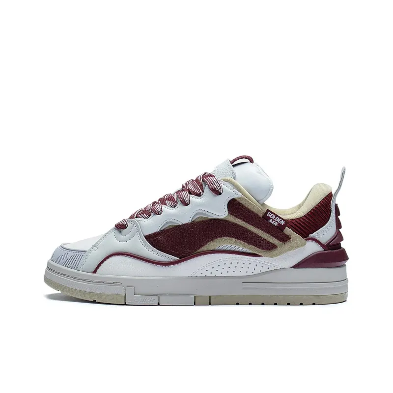 LiNing Wave Golden Anti Slip Wear Resistant Low Top Skateboard Shoes Men's White Red-0