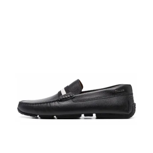 BALLY Pearce Genuine Leather Striped Loafers Women's Casual Shoes Women's Black