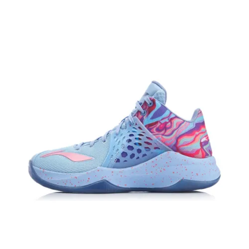 LiNing Sonic TD Non-slip Lightweight High-Top Basketball Shoes Men's Aurora Blue